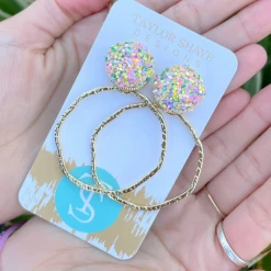 Taylor Shaye Glitter Top Hoops
