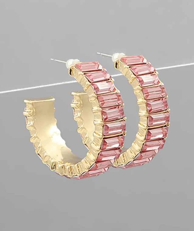 Golden Stella Baguette Crystal Hoop Earrings - Elegant Jewelry for Women 5 Golden Stella Baguette Crystal Hoop