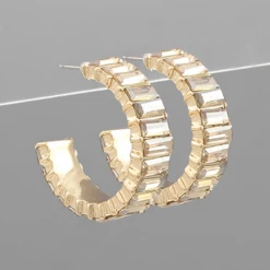Golden Stella Baguette Crystal Hoop