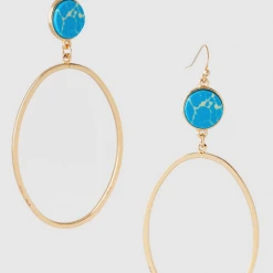 Trendy Wholesale Jewelry Stone Oval Dangle Earring