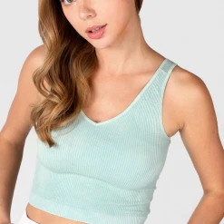 NikiBiki Vintage Wash V Neck Crop Top