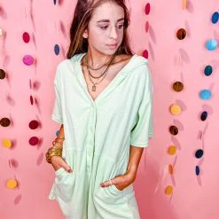 Blue Blush Palm Springs Terry Cloth Romper Rompers