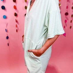 Blue Blush Palm Springs Terry Cloth Romper Rompers