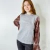 THML In The Details Velvet Sleeve Top