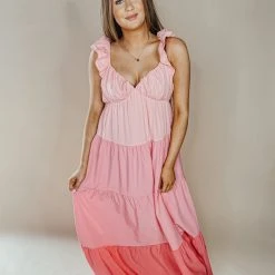 2.7 August Apparel Vivian Color Block Maxi Dress