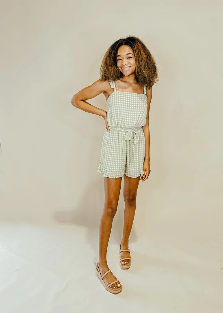 Peach Love Kiwi Gingham Romper - Stylish Summer Rompers for Women 3 Peach Love Kiwi Gingham Romper Rompers