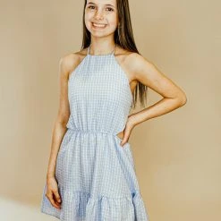 Peach Love Dresses Miracle Gingham Halter Dress