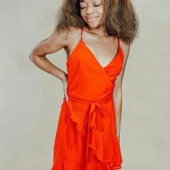 Peach Love Nicole Ruffle Wrap Dress Dresses