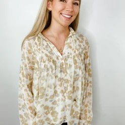 Entro Tops June Floral Smocked Blouse