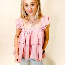 Blue Blush Tops Darla Ruffle Babydoll Top