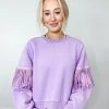 Cloud Ten Emma Rhinestone Fringe Sweatshirt Tops