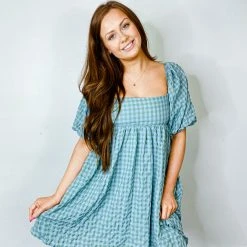 By Together Blue Dream Gingham Dress