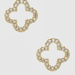 TRENDY Wholesale Cubic Zirconia Quatrefoil Delicate Stud Earrings Jewelry