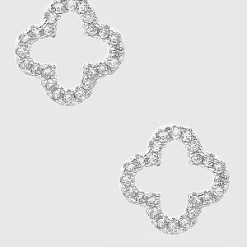 TRENDY Wholesale Cubic Zirconia Quatrefoil Delicate Stud Earrings Jewelry