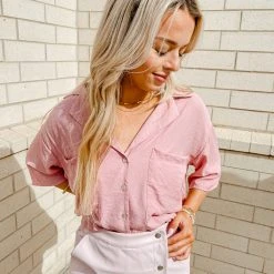Peach Love Dixie Button Up Top