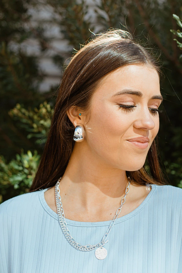 TRENDY Wholesale Thick Hammered Metal Hoops - Stylish Jewelry Earrings for Women 5 TRENDY Wholesale Thick Hammered Metal Hoops