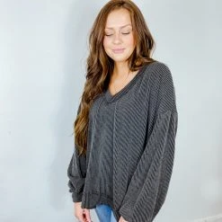 Fantastic Fawn Tops Good Times Ribbed Knit Pullover