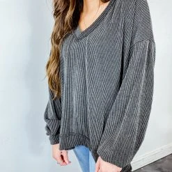 Fantastic Fawn Tops Good Times Ribbed Knit Pullover