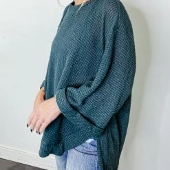 Umgee Sophie Oversized Waffle Knit Top Tops