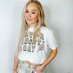 Glittering South Have A Lucky Day Tee Shirt Tops