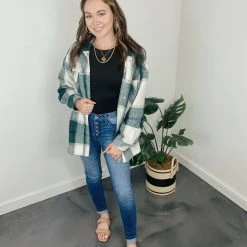 Entro Rebecca Oversized Plaid Jacket Tops