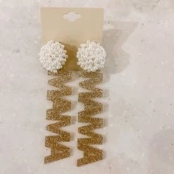 Golden Stella Mama Acrylic Pearl Earrings