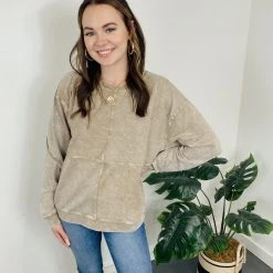 Mono B Aubrey Mineral Wash Pullover Top