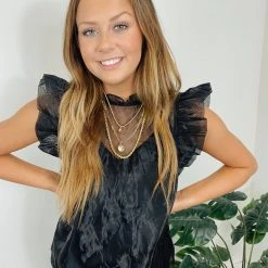 Entro This Moment Flutter Sleeve Top Tops