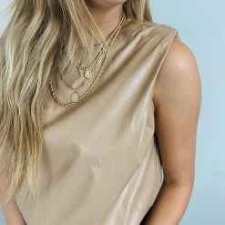 Le Lis Tops Big City Leather Sleeveless Top