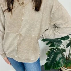 Mono B Aubrey Mineral Wash Pullover Top