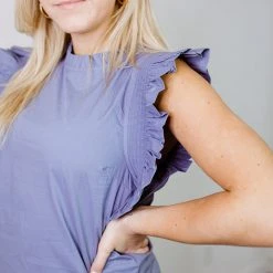 2.7 August Apparel Tops Keaton Ruffle Sleeve Top