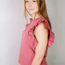 2.7 August Apparel Tops Keaton Ruffle Sleeve Top