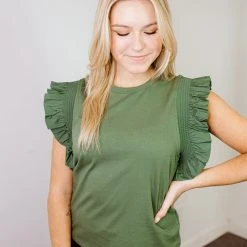 2.7 August Apparel Tops Keaton Ruffle Sleeve Top