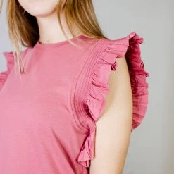 2.7 August Apparel Tops Keaton Ruffle Sleeve Top