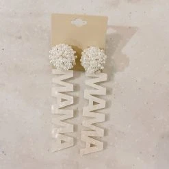 Golden Stella Mama Acrylic Pearl Earrings