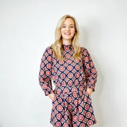 THML Rompers Jessica Mock Neck Printed Romper