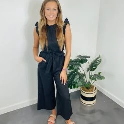 &Merci Leah Ruffle High Neck Jumpsuit