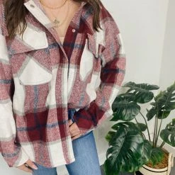 Entro Rebecca Oversized Plaid Jacket Tops