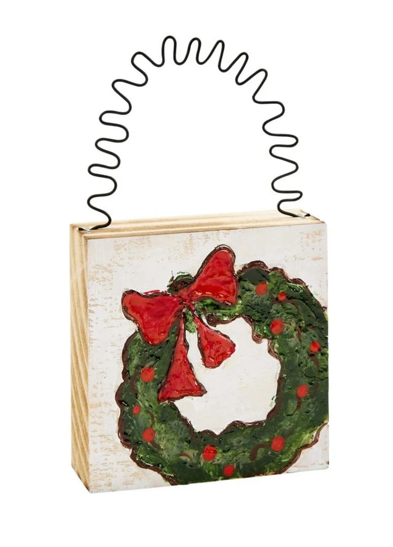 Mudpie Painted Block Ornament - Handcrafted Holiday Decoration & Unique Gift Idea 3 Mudpie Painted Block Ornament