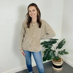 Mono B Aubrey Mineral Wash Pullover Top