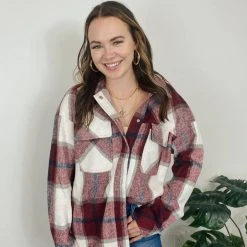 Entro Rebecca Oversized Plaid Jacket Tops