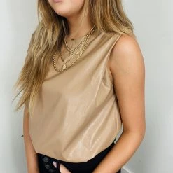 Le Lis Tops Big City Leather Sleeveless Top