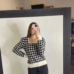 &Merci Penelope Gingham Sweater Tops