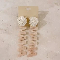 Golden Stella Mama Acrylic Pearl Earrings