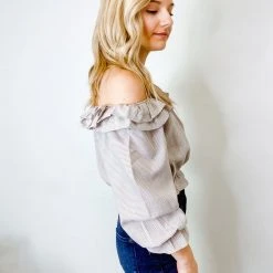 HYFVE Tops Gingham Off The Shoulder Top