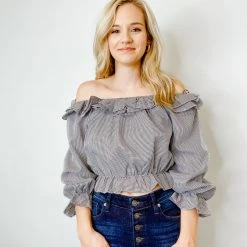 HYFVE Tops Gingham Off The Shoulder Top