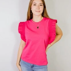 2.7 August Apparel Tops Keaton Ruffle Sleeve Top