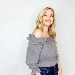 HYFVE Tops Gingham Off The Shoulder Top