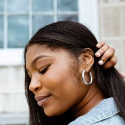 Golden Stella 40mm Open Tube Hoops Jewelry