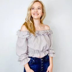 HYFVE Tops Gingham Off The Shoulder Top